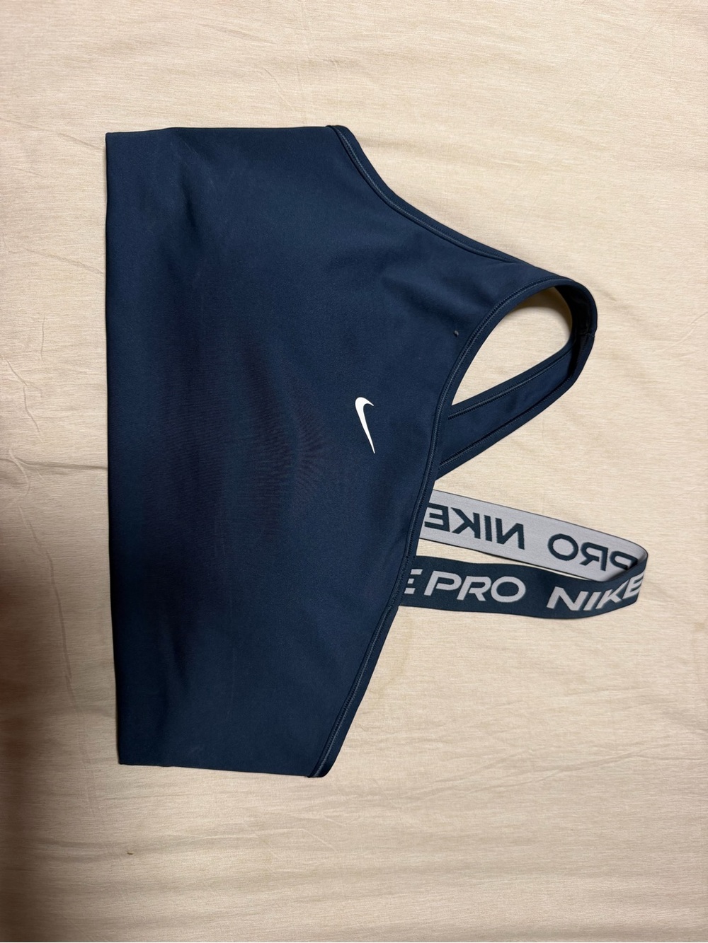Nike Navy Blue Women's One-Shoulder Support Sports Bra with Logo Band